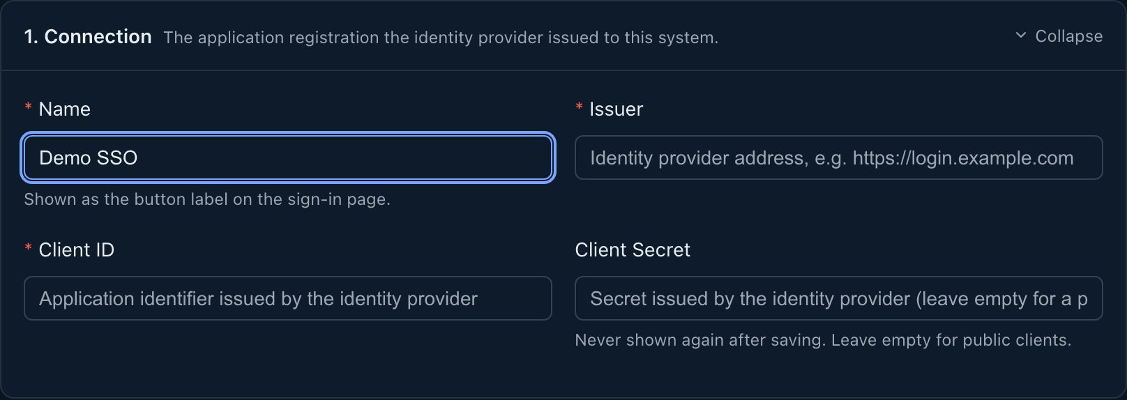 OIDC 提供者設定頁